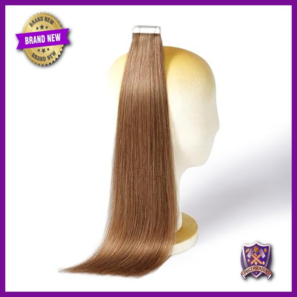 18-Inch Tape-In Human Hair Extensions, 20 Pieces, Straight, Salon Quality